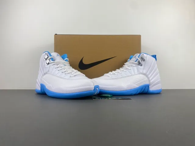 Air Jordan 12 White and Blue Basketball Shoes 13