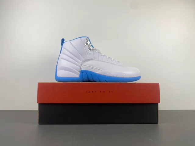Air Jordan 12 White and Blue Basketball Shoes 15