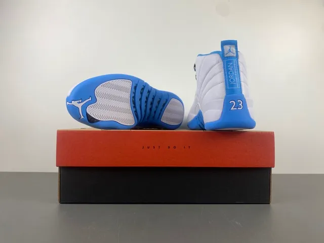 Air Jordan 12 White and Blue Basketball Shoes 16