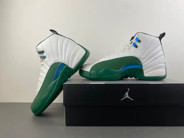 Air Jordan 12 सफेद हरे बास्केटबॉल जूते 15