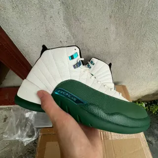 Air Jordan 12 White Green Iridescent Basketball Shoes