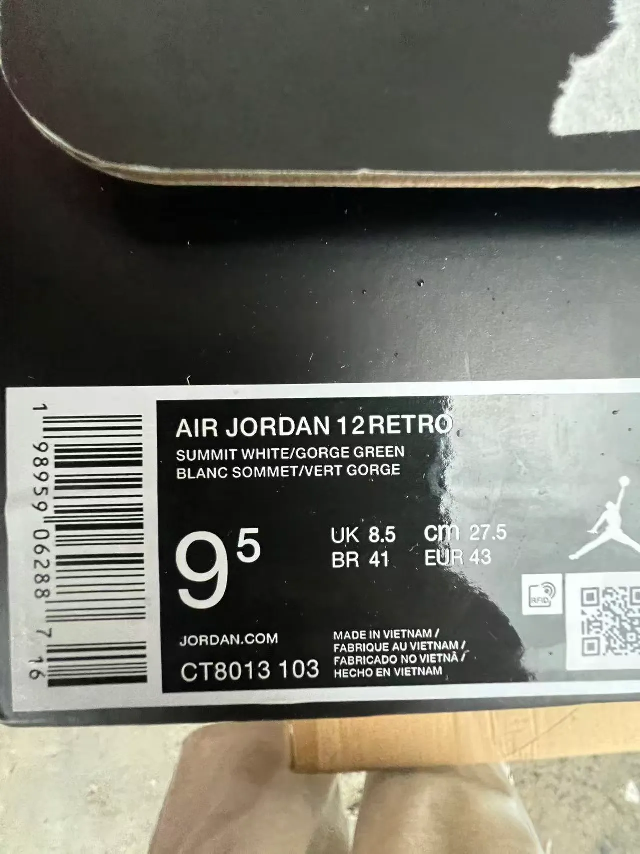 Chaussures de basketball Air Jordan 12 blanc et vert irisé 10