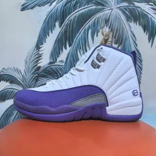 Air Jordan 12 White Purple Snakeskin Basketball Shoes