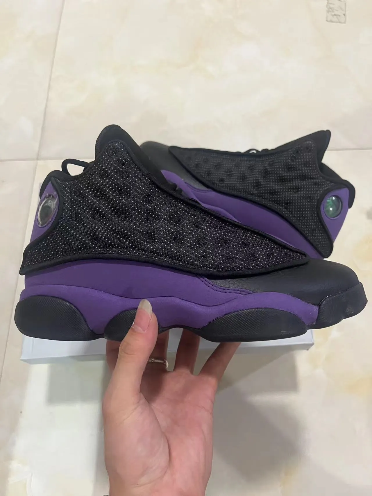 Air Jordan 13 Black Purple Basketball Shoes 7