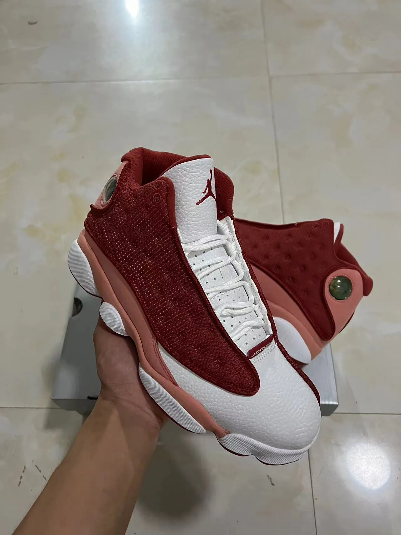 Air Jordan 13 Burgundy Peach White Basketball Shoes 8