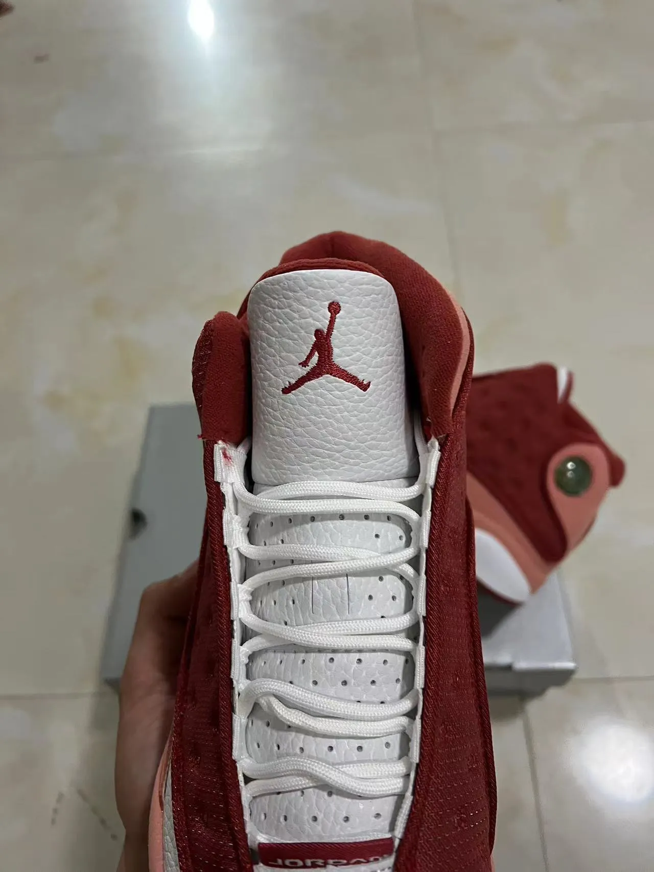 Air Jordan 13 Burgundy Peach White Basketball Shoes 3