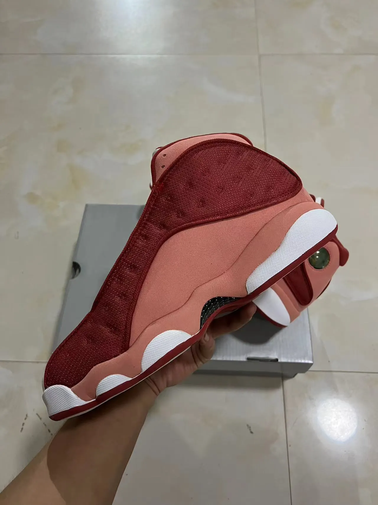 Air Jordan 13 Burgundy Peach White Basketball Shoes 4