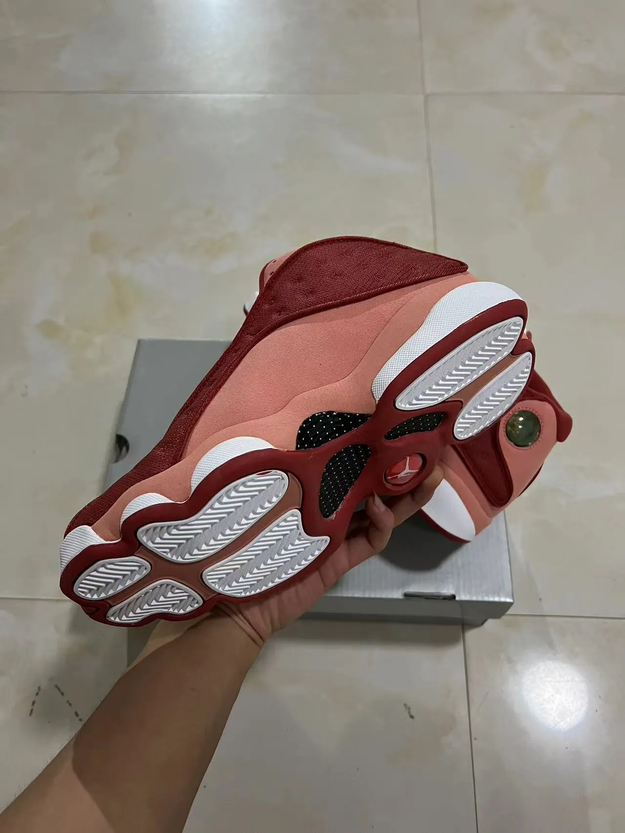 Air Jordan 13 Burgundy Peach White Basketball Shoes 9
