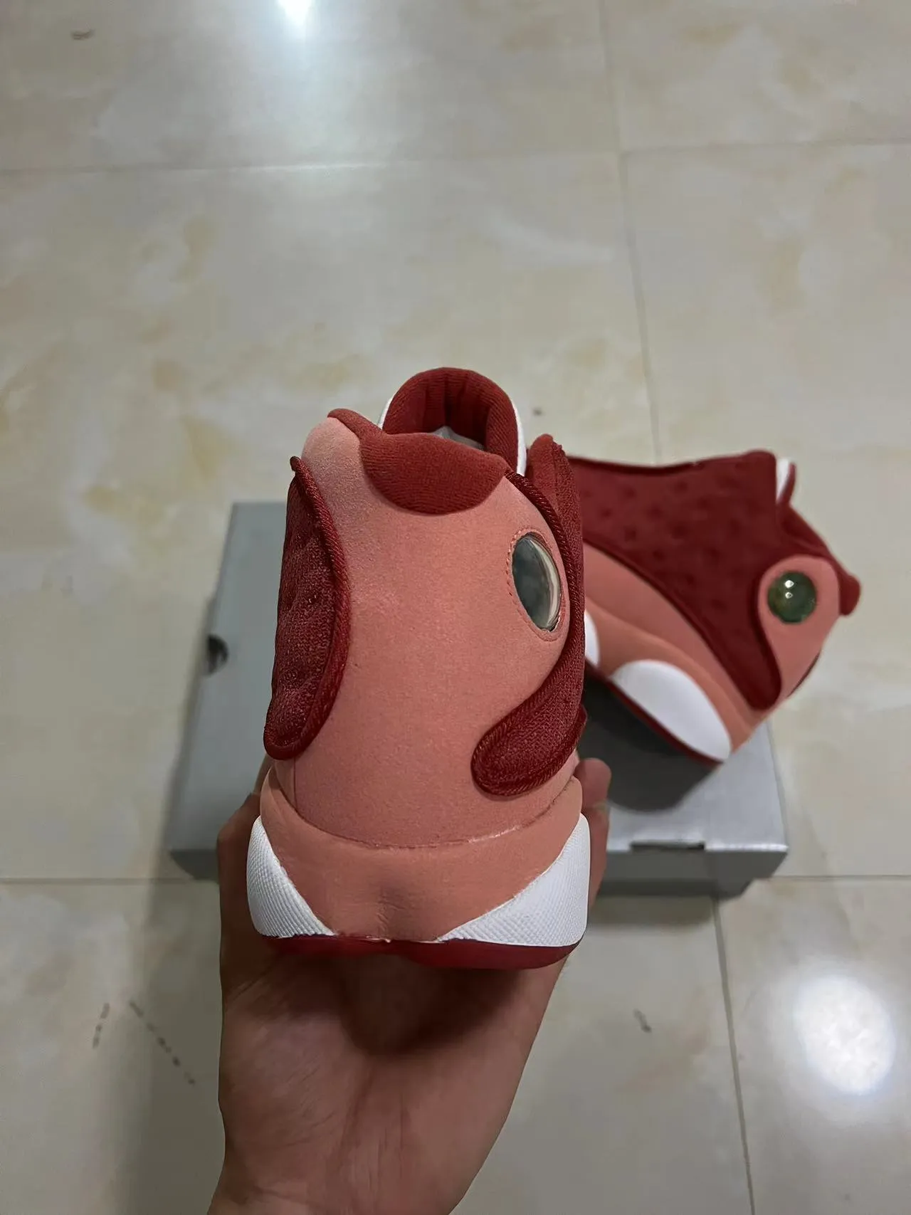 Air Jordan 13 Burgundy Peach White Basketball Shoes 5