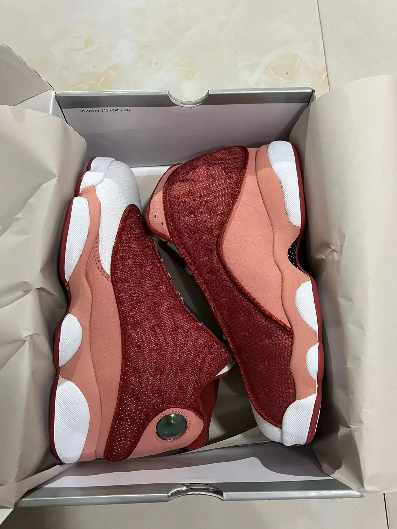 Air Jordan 13 Burgundy Peach White Basketball Shoes 6