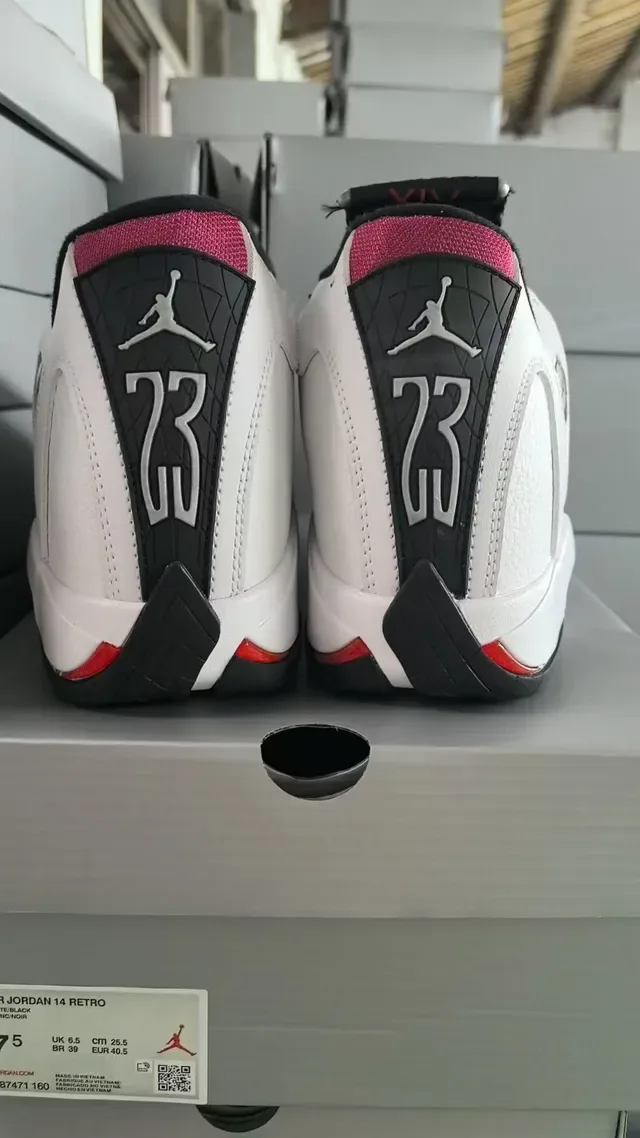 Air Jordan 14 Retro White Black Red Basketball Shoes 3
