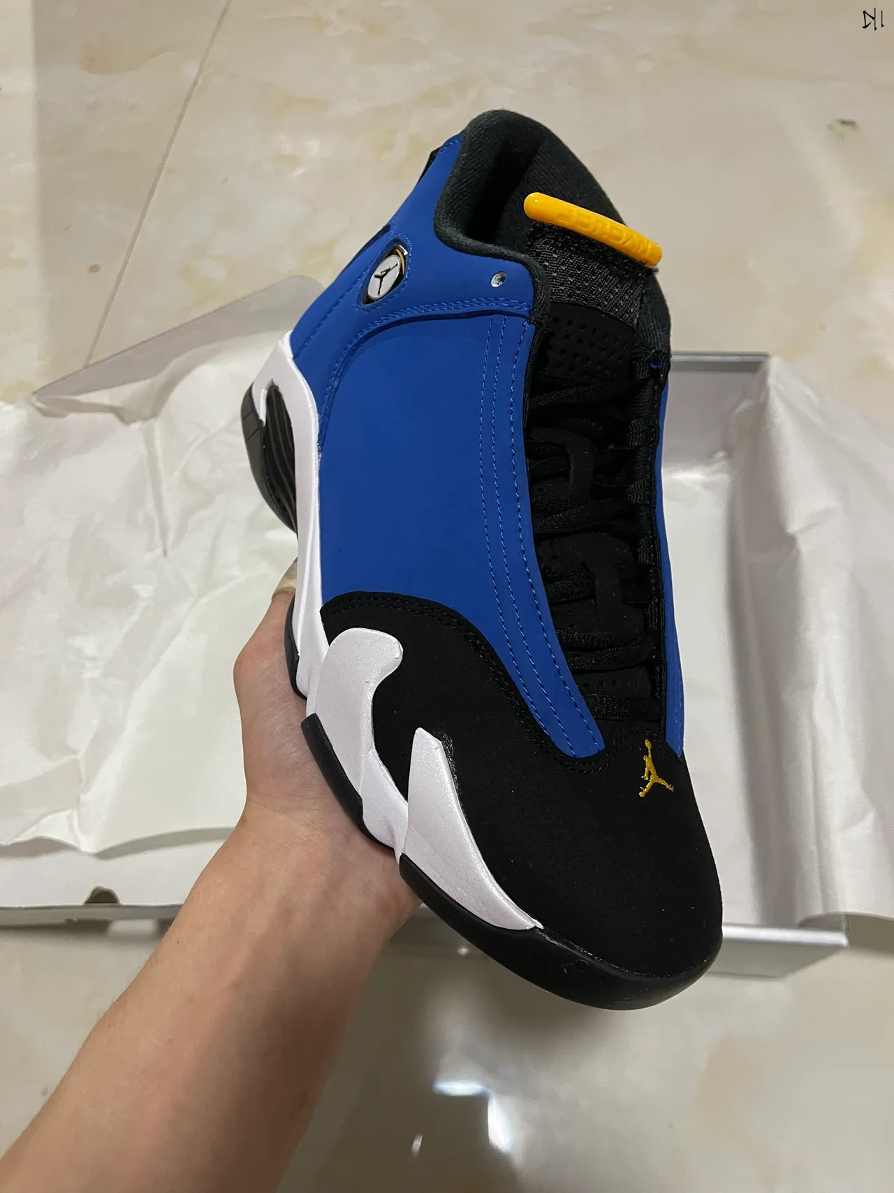 Chaussures de basketball Air Jordan 14 bleu roi noir blanc 2