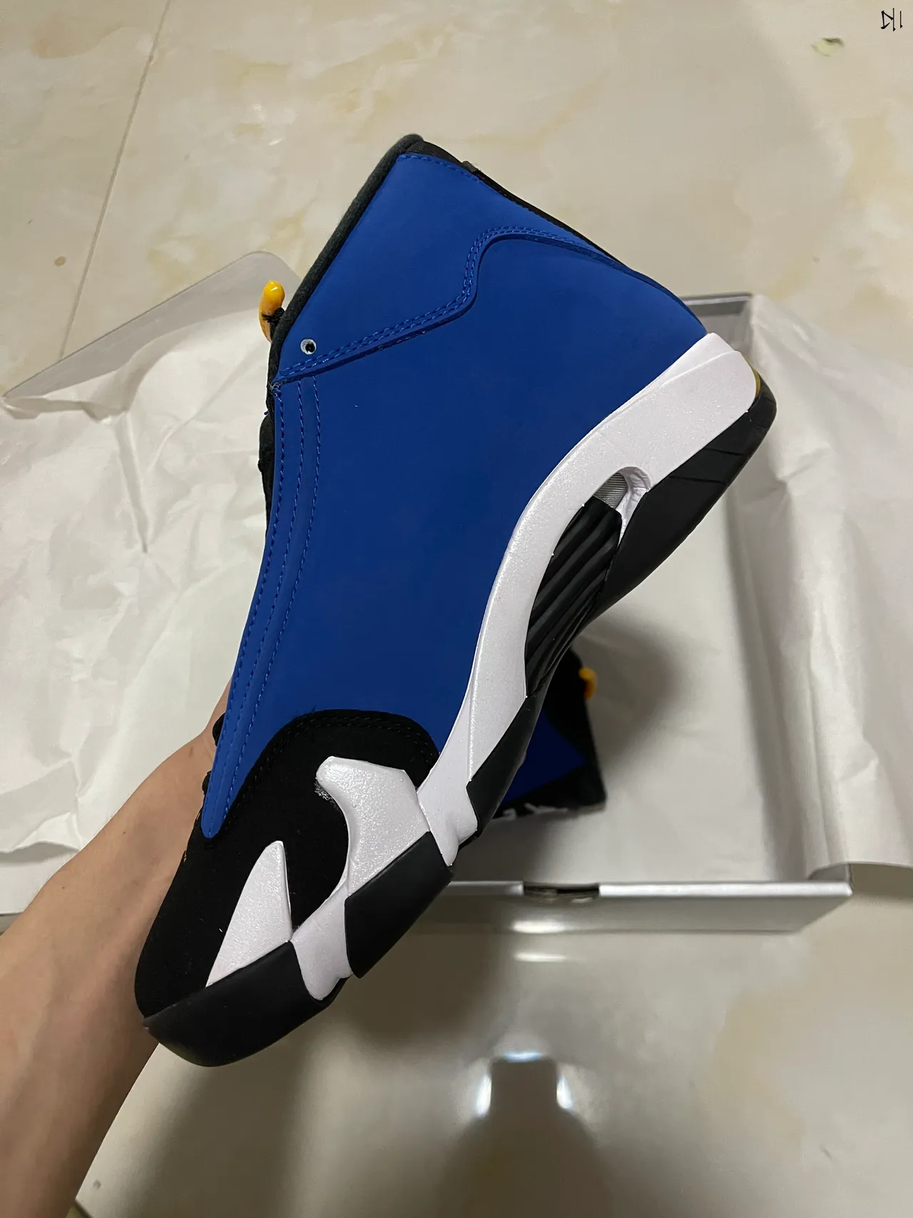 Chaussures de basketball Air Jordan 14 bleu roi noir blanc 4
