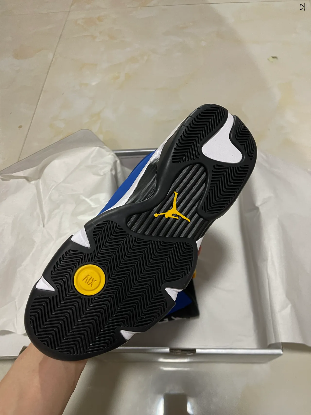 Chaussures de basketball Air Jordan 14 bleu roi noir blanc 5