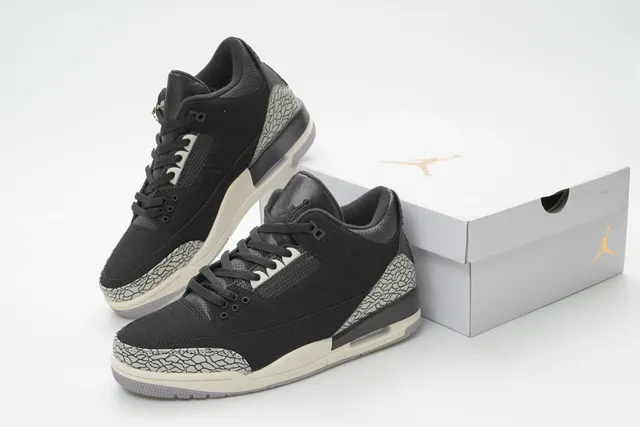 Chaussures de basketball Air Jordan 3 Black Cement à imprimé éléphant 5