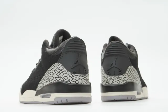 Chaussures de basketball Air Jordan 3 Black Cement à imprimé éléphant 7