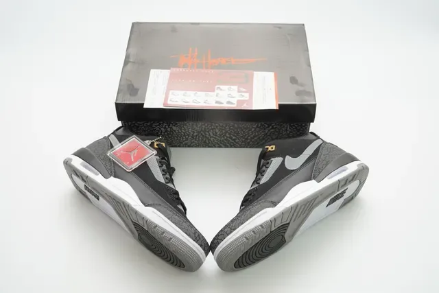 Air Jordan 3 Tênis de Basquete Preto Cimento Cinza 4