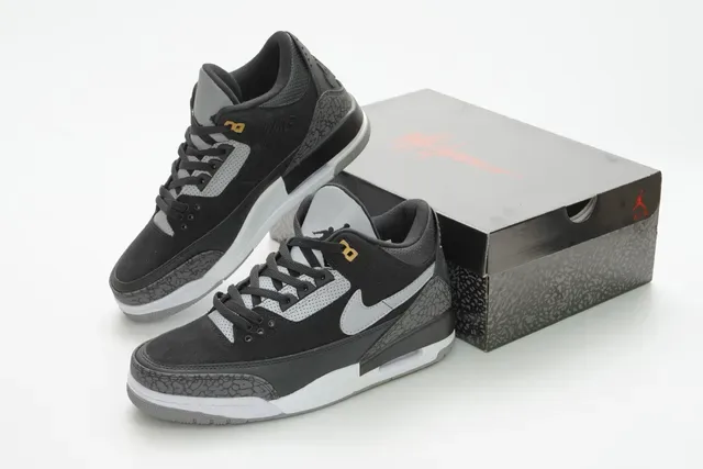 Air Jordan 3 Tênis de Basquete Preto Cimento Cinza 5