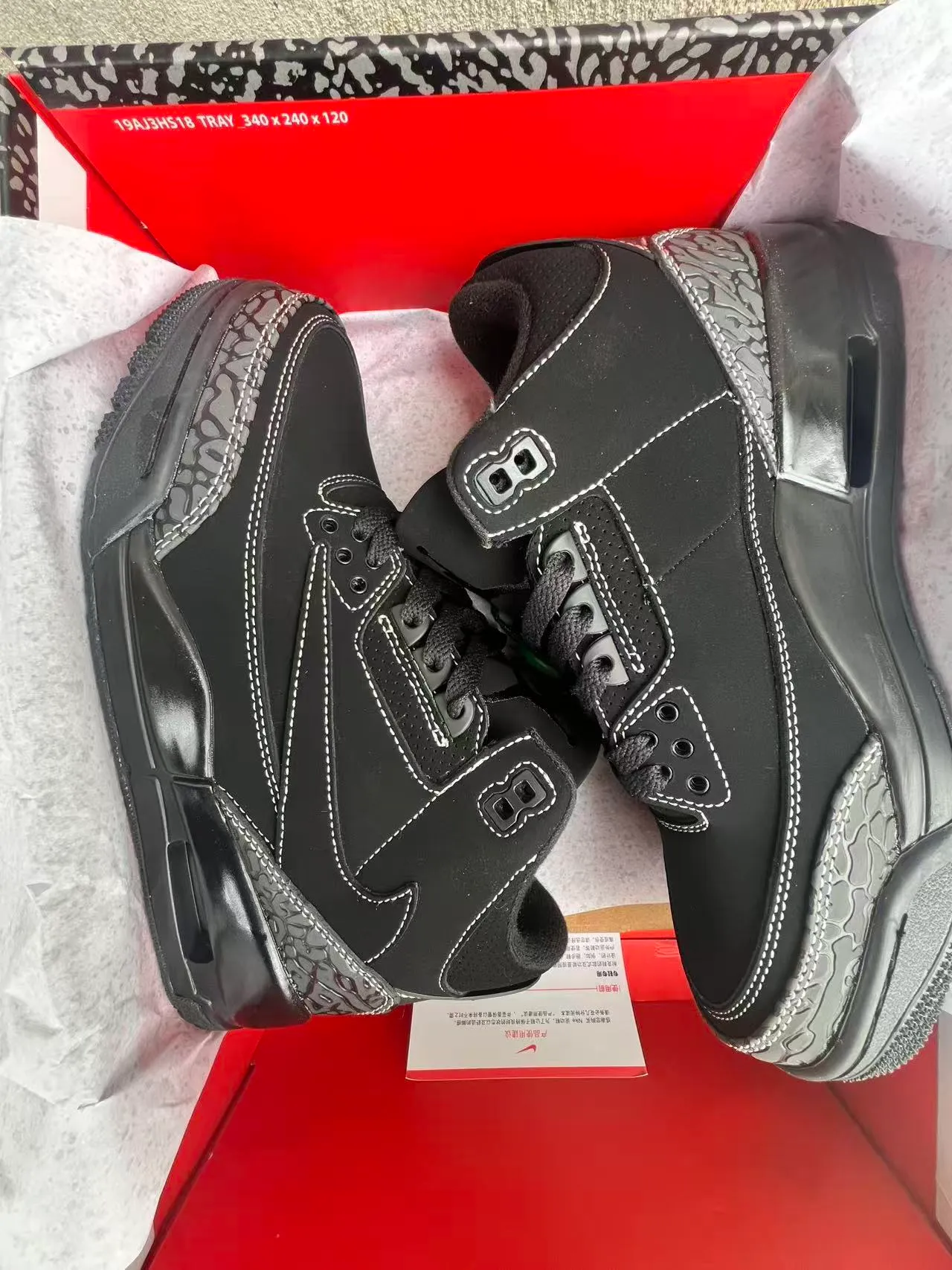 Air Jordan 3 Black Elephant Print Basketball Shoes 9
