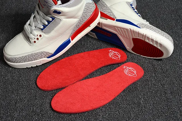 Air Jordan 3 Off-White Gray Red Blue Basketball Shoes 7