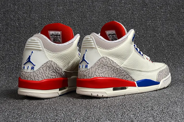 Air Jordan 3 Off-White Gray Red Blue Basketball Shoes 12