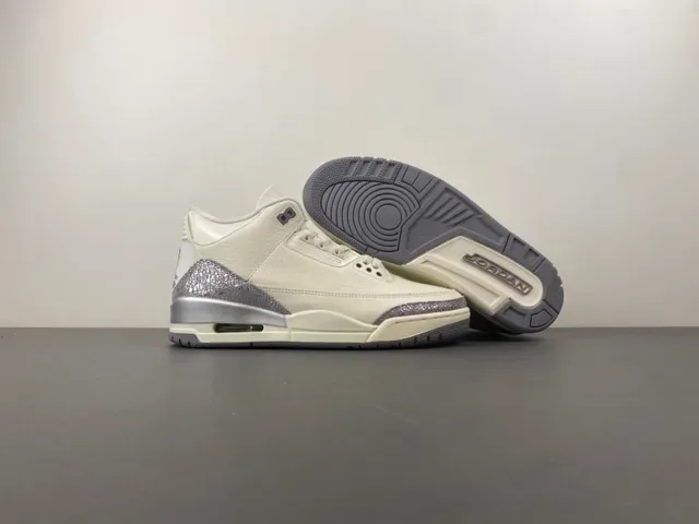 Air Jordan 3 Off-White Silver Elephant Tênis de Basquete 12