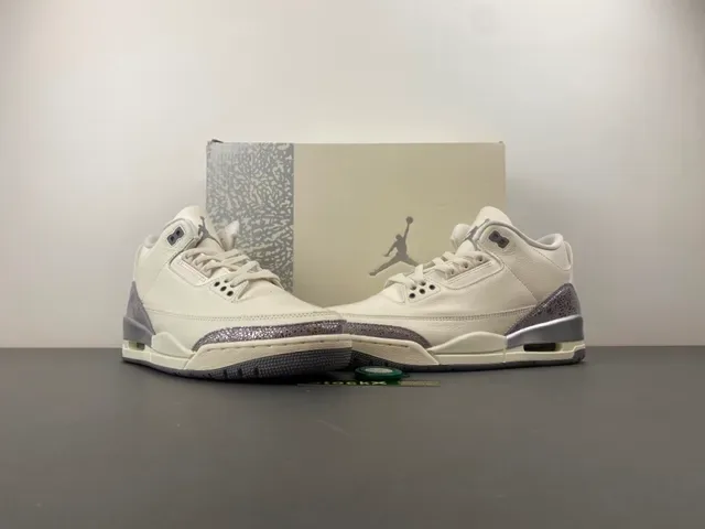 Air Jordan 3 Off-White Silver Elephant Tênis de Basquete 13