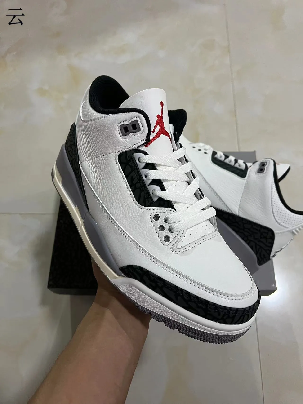 Air Jordan 3 White Black Elephant Print Basketball Shoes 2