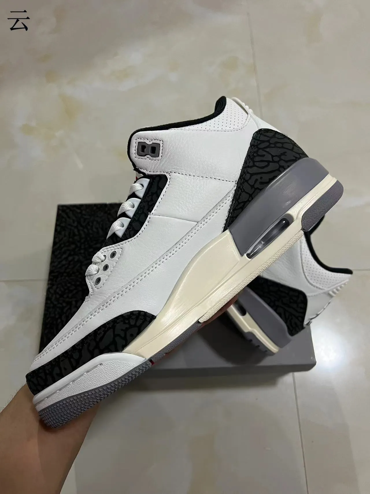 Air Jordan 3 White Black Elephant Print Basketball Shoes 5