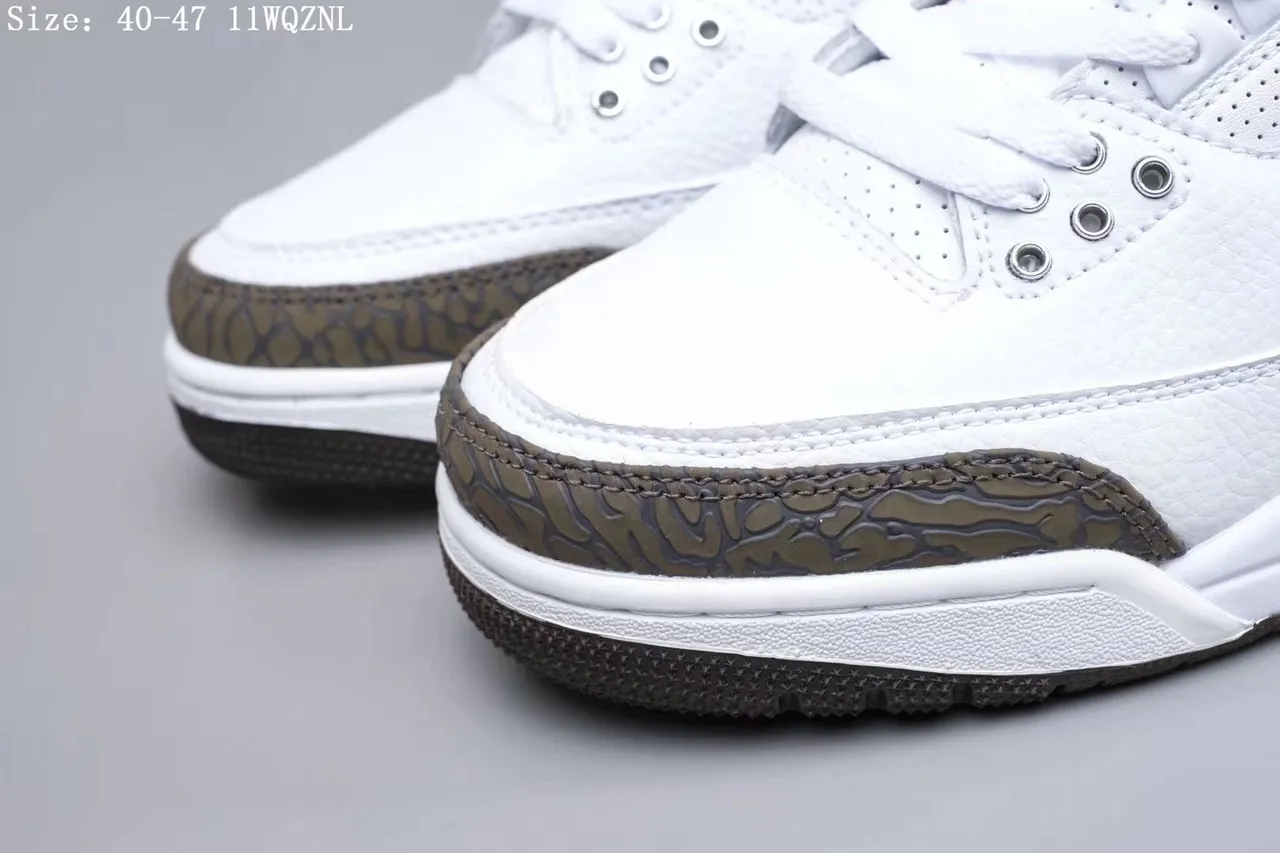 Air Jordan 3 White Elephant Print Basketball Shoes 2