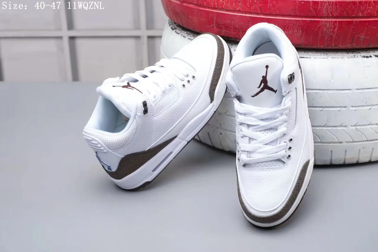 Air Jordan 3 White Elephant Print Basketball Shoes 4