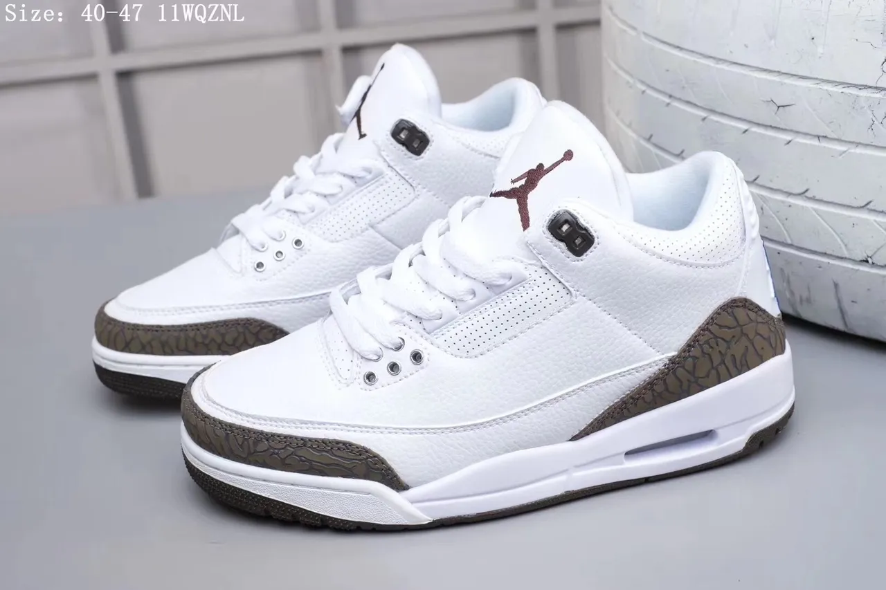 Air Jordan 3 White Elephant Print Basketball Shoes 5