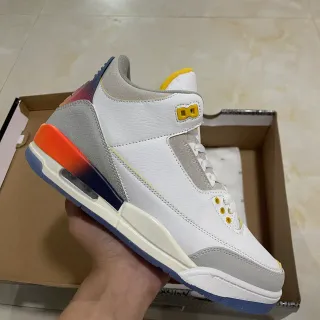 Air Jordan 3 Blanco Gris Amarillo Naranja Navy Zapatillas de Baloncesto