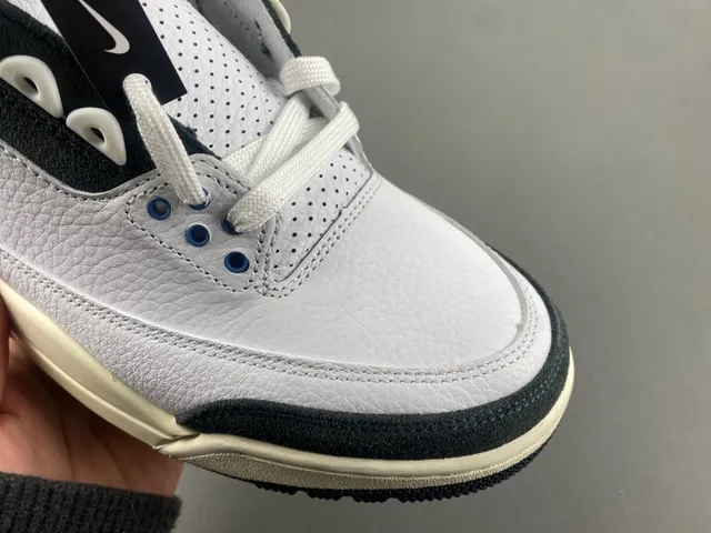 Air Jordan 3 White Navy Black Cream Basketball Shoes 4