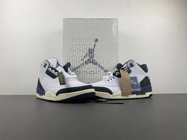 Air Jordan 3 White Navy Black Cream Basketball Shoes 19
