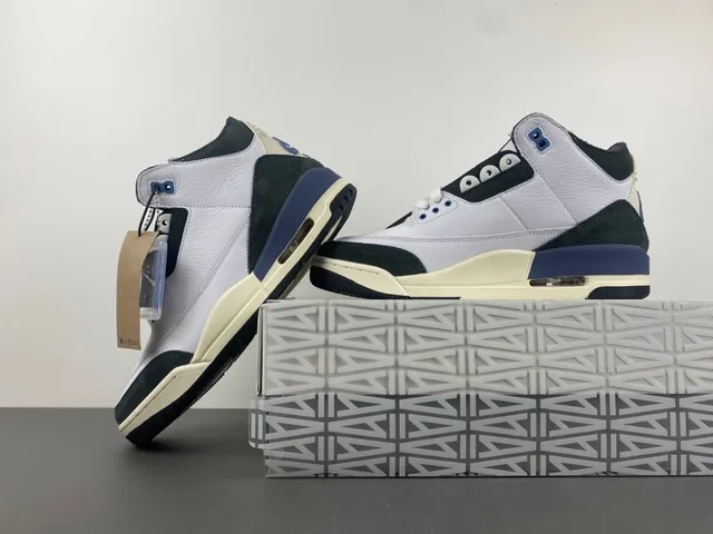 Air Jordan 3 White Navy Black Cream Basketball Shoes 20