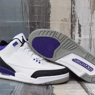Air Jordan 3 White Purple Black Basketball Shoes