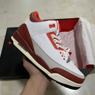 Air Jordan 3 Branco Vermelho Elefante Tênis de Basquete