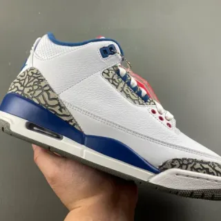 Air Jordan 3 White Royal Blue Elephant Print Basketball Shoes