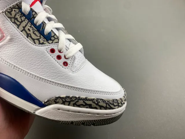 Air Jordan 3 White Royal Blue Elephant Print Basketball Shoes 2