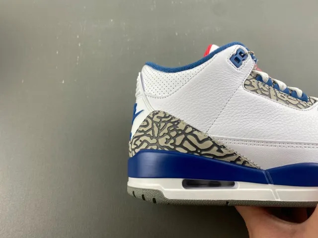 Air Jordan 3 White Royal Blue Elephant Print Basketball Shoes 3