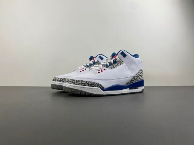 Air Jordan 3 White Royal Blue Elephant Print Basketball Shoes 10