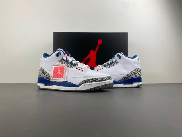 Air Jordan 3 White Royal Blue Elephant Print Basketball Shoes 13