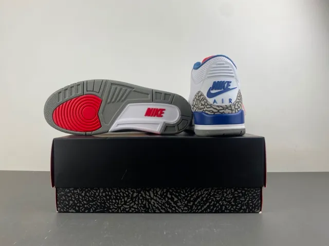 Air Jordan 3 White Royal Blue Elephant Print Basketball Shoes 16