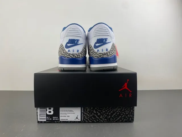 Air Jordan 3 White Royal Blue Elephant Print Basketball Shoes 17