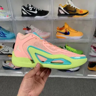Air Jordan 37 Pink Green Lime Basketball Shoes