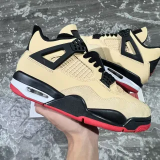 Air Jordan 4 Beige Black Red Basketball Shoes