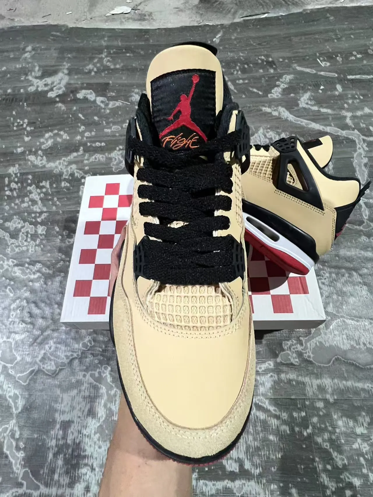 Air Jordan 4 Beige Black Red Basketball Shoes 2