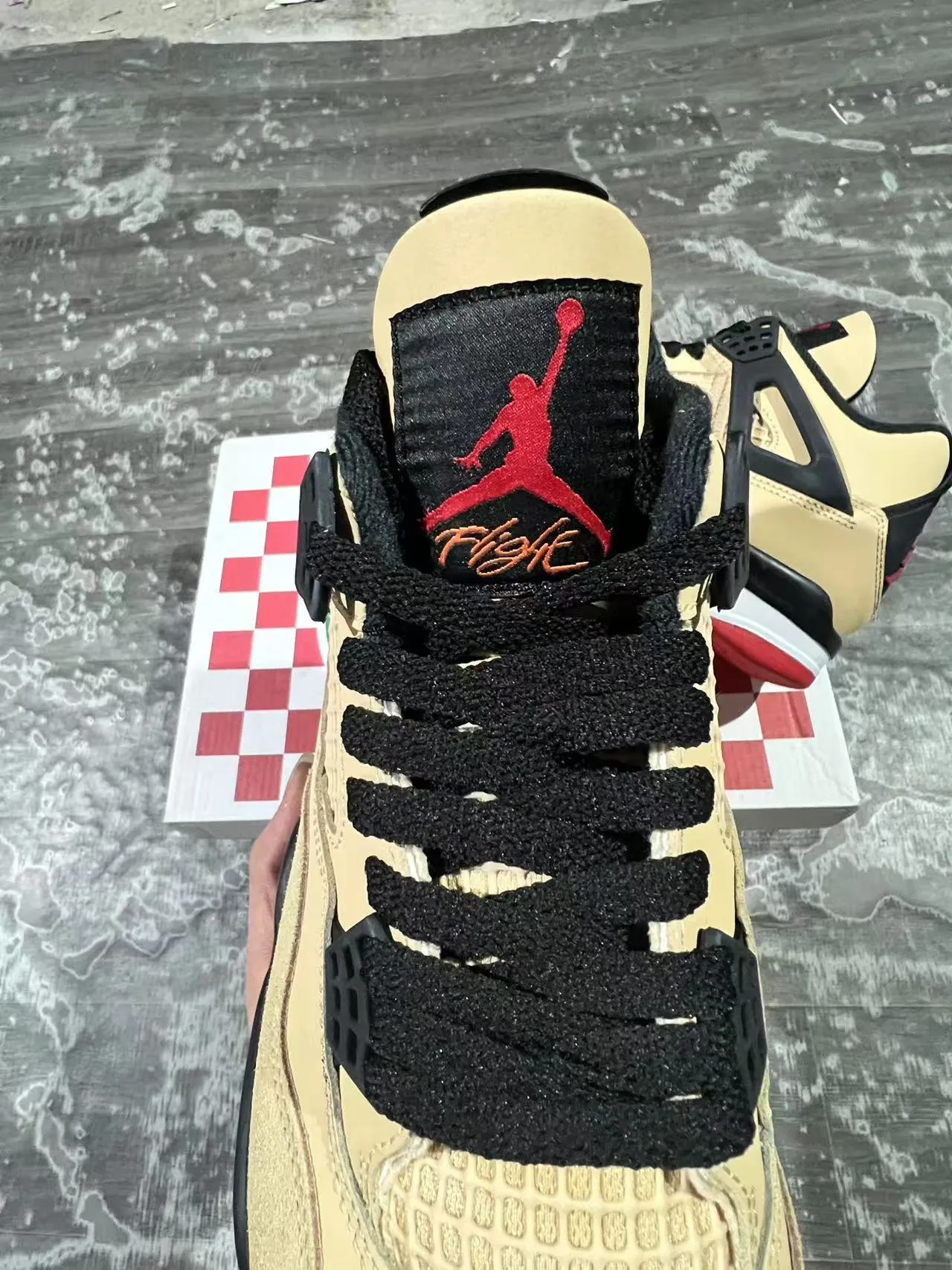 Air Jordan 4 Beige Black Red Basketball Shoes 3
