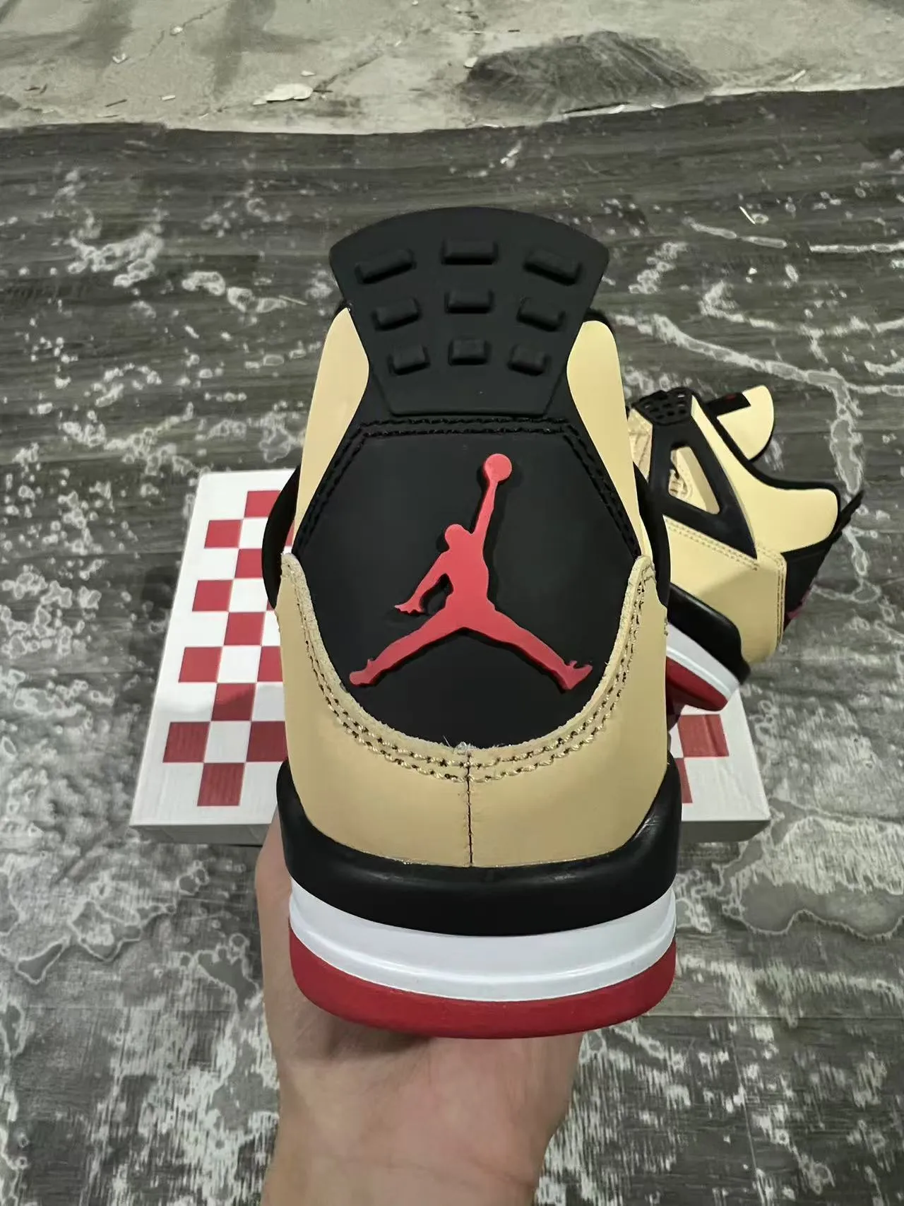 Air Jordan 4 Beige Black Red Basketball Shoes 7